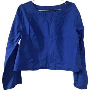 Bright‎ indigo linen and cotton blend women's top size M